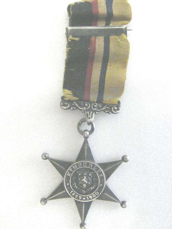 KIMBERLEY STAR - MAYOR'S SIEGE MEDAL - HALLMARK "a" WITH RIBBON , BAR AND SUSPENDER