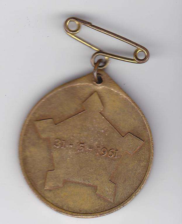 REPUBLIC OF SOUTH AFRICA 31-5-1961 MEDALLION