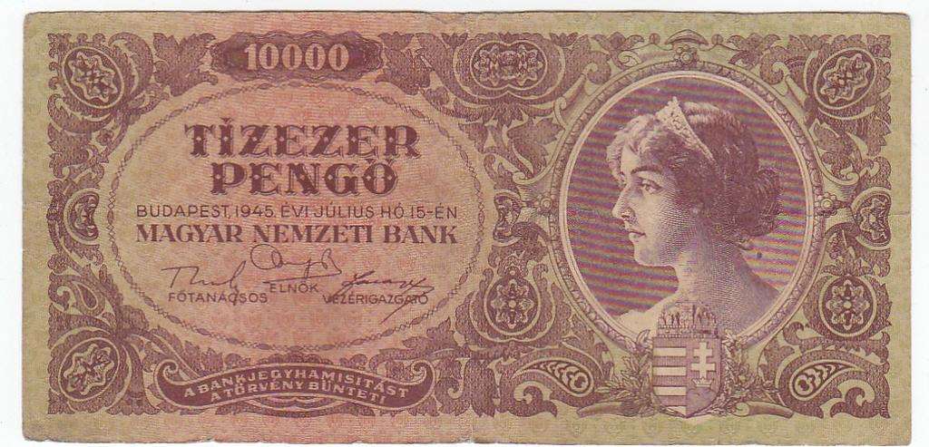HUNGARY 10 000 PENGO BUDAPEST 1945