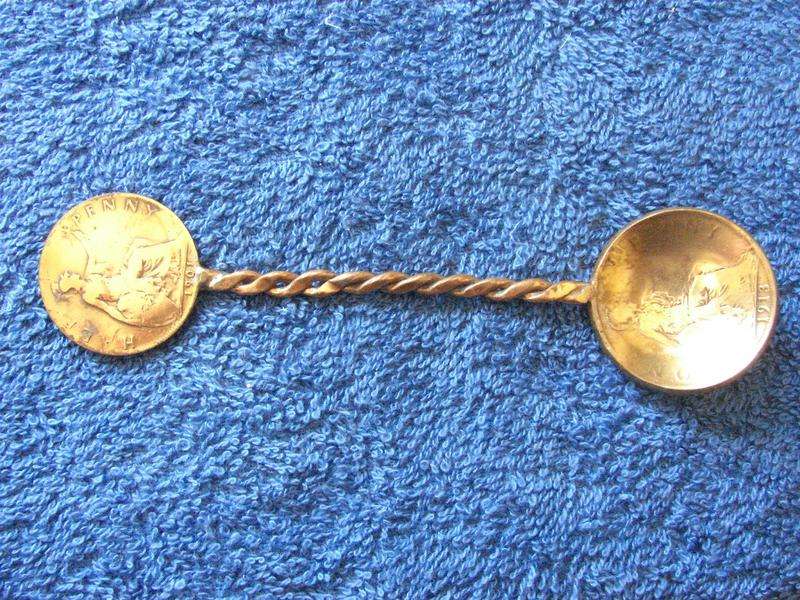 FARTHING AND PENNY SPOON COPPER LENGTH 113 MM