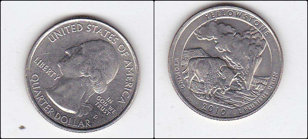 USA QUARTER YELLOWSTONE  2010 EF
