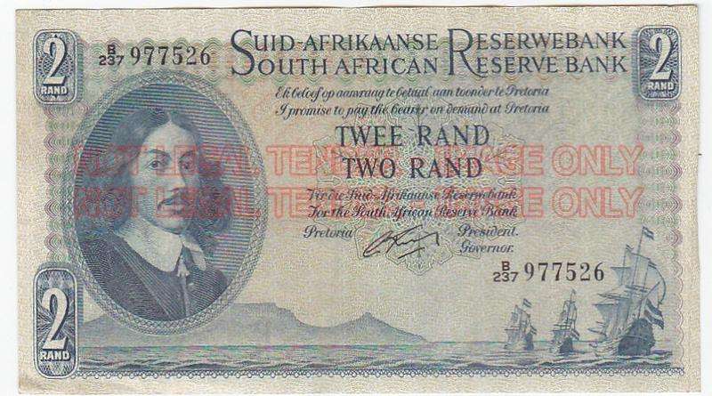 TWO RAND G.RISSIK B237977526 FIRST AND ONLY ISSUE 1962