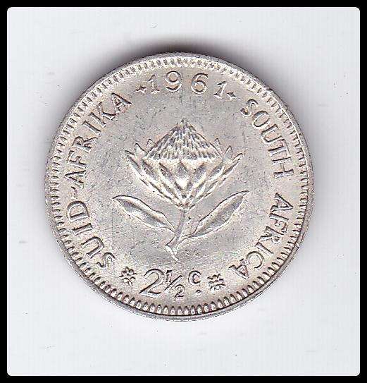 SOUTH AFRICA 2 1/2 CENTS 1961 - HIGH GRADE