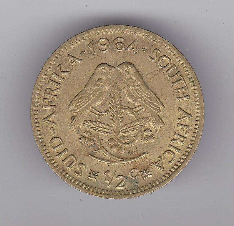 SOUTH AFRICA HALF CENT 1964