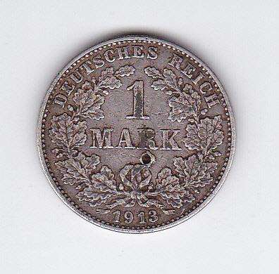 GERMANY 1 MARK 1913 SILVER . 900