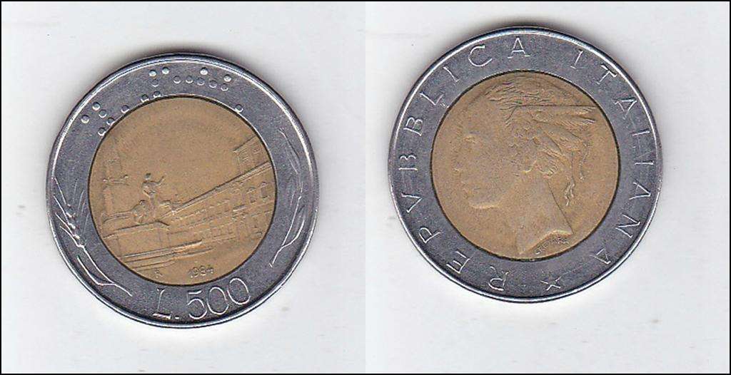 ITALY 500  LIRE 1984 BIMETAL