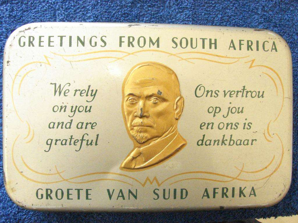 CHRISTMAS TIN 1940 BEST WISHES TO S.A. TROOPS SMUTS