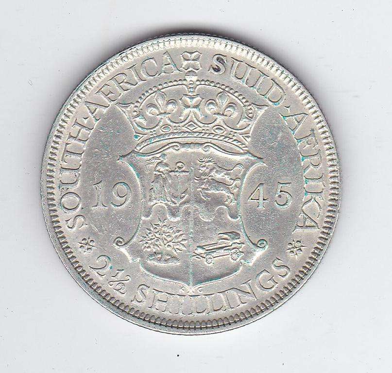 SOUTH AFRICA 2 1/2 SHILLINGS 1945 - HIGH GRADE - MINTAGE ONLY 183 406