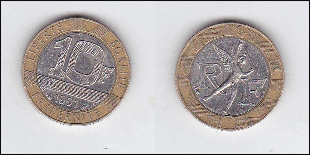 FRANCE 10 FRANCS 1991 BI-METAL