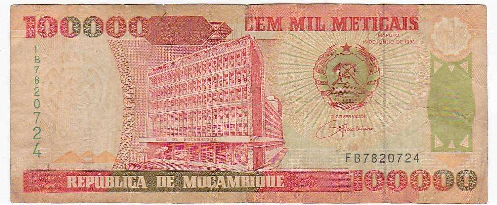MOZAMBIQUE 100 000 METICAIS 1993