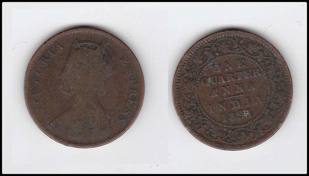 INDIA 1/4 ANNA 1891