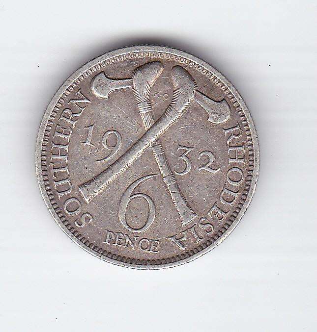 SOUTHERN RHODESIA SIXPENCE 1932 - SILVER