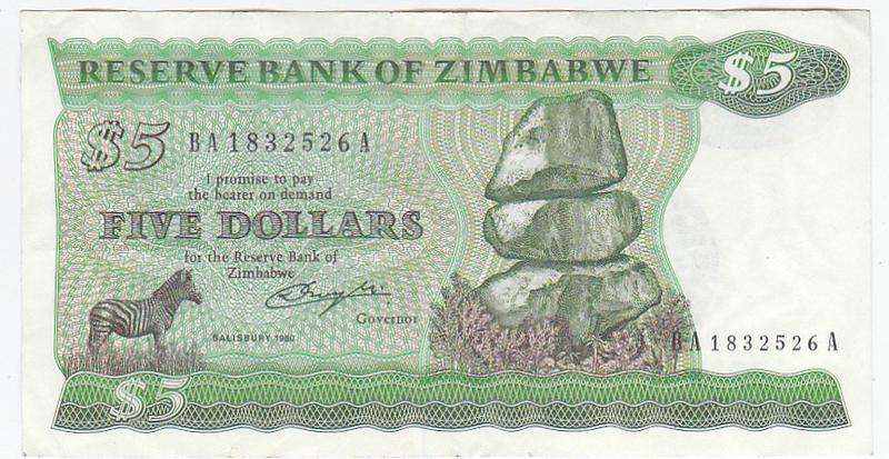 ZIMBABWE 5 DOLLARS 1980 BA 1832526 A