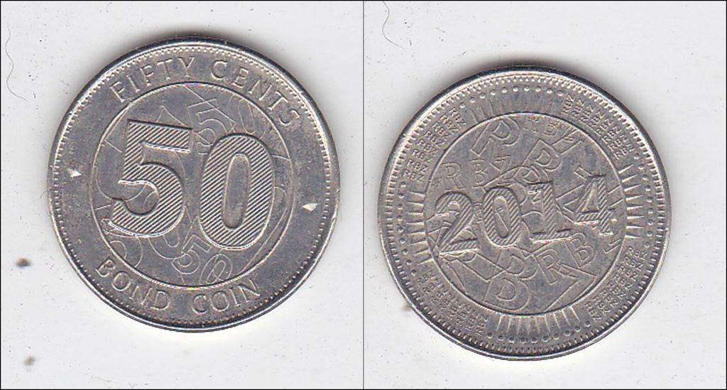 ZIMBABWE 50 CENTS BOND COIN  2014