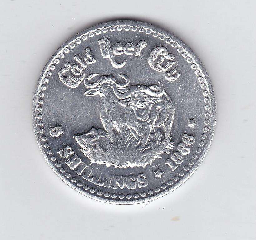 GOLD REEF CITY KRUGER 5 SHILLINGS 1986 TOKEN - HIGH GRADE