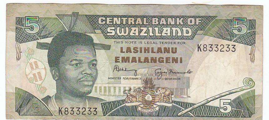 SWAZILAND 5 EMALANGENI NEW KING