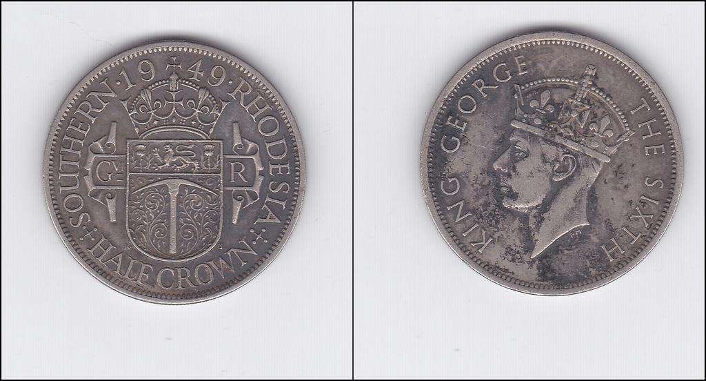 SOUTHERN RHODESIA HALF CROWN 1949