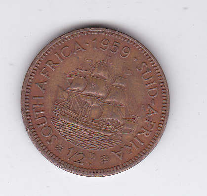 SOUTH AFRICA HALF PENNY 1959