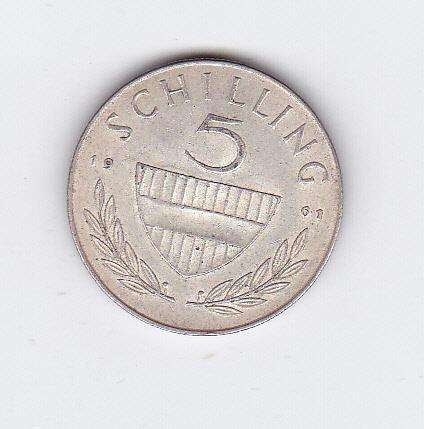 AUSTRIA 5 SHILLINGS 1961 SILVER . 640
