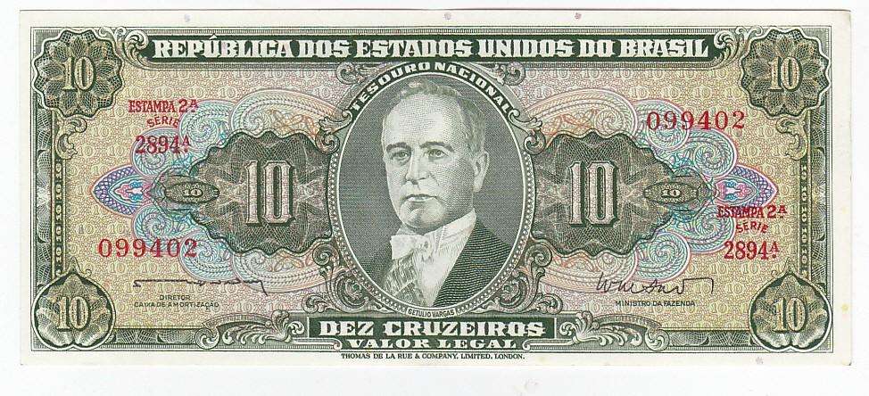 BRAZIL 10 CRUZEIROS SERIES 2894A - HIGH GRADE