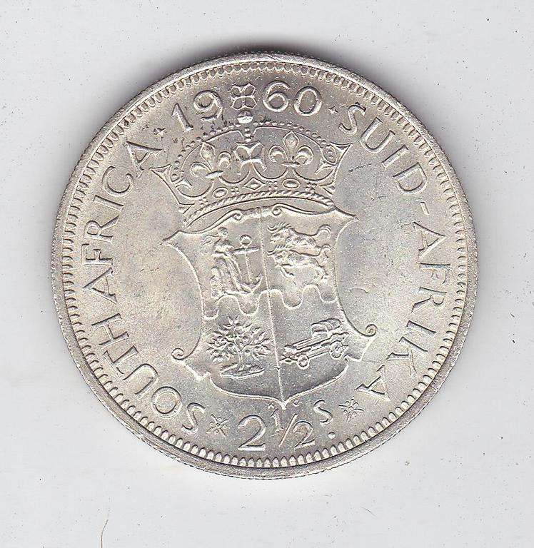 SOUTH AFRICA HALF CROWN 1960 HIGH GRADE - MINTAGE 15 528