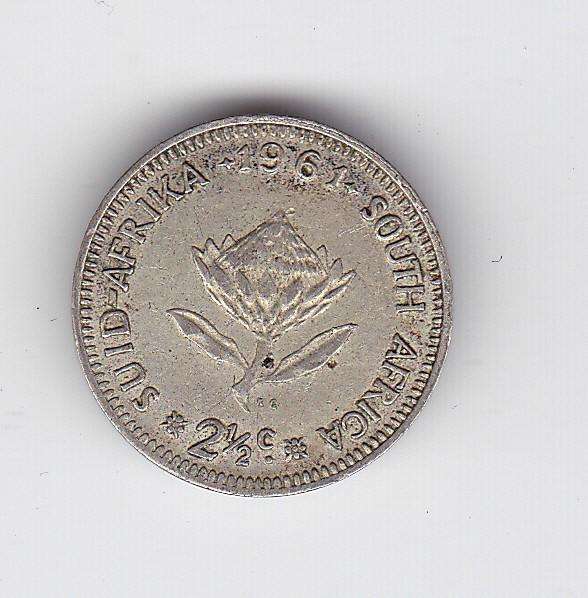 SOUTH AFRICA 2 1/2 CENTS 1961