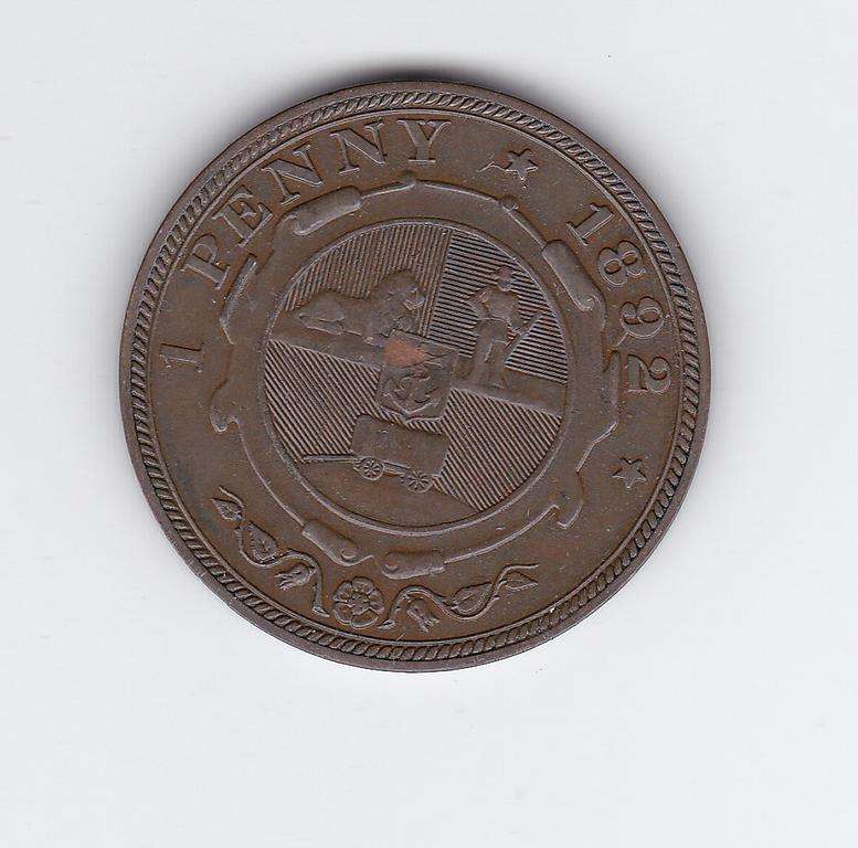 ZAR 1 PENNY 1892 - F = R300 VF = R750