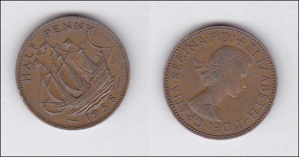 GREAT BRITAIN HALF PENNY 1958