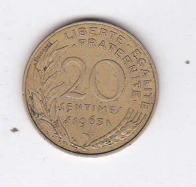FRANCE 20 CENTS 1963