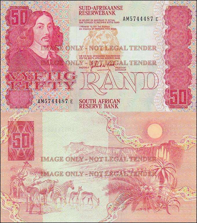 SOUTH AFRICA 50 RAND G.DE KOCK AM5744487E ALL THE 4'S AU