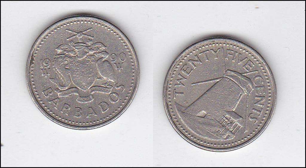 BARBADOS 25 CENTS 1990