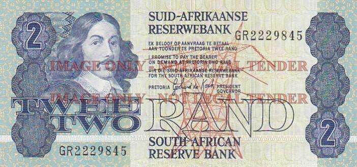 SOUTH AFRICA 2 RAND GERHARD DE KOCK GR2229845 HIGH GRADE / 1984