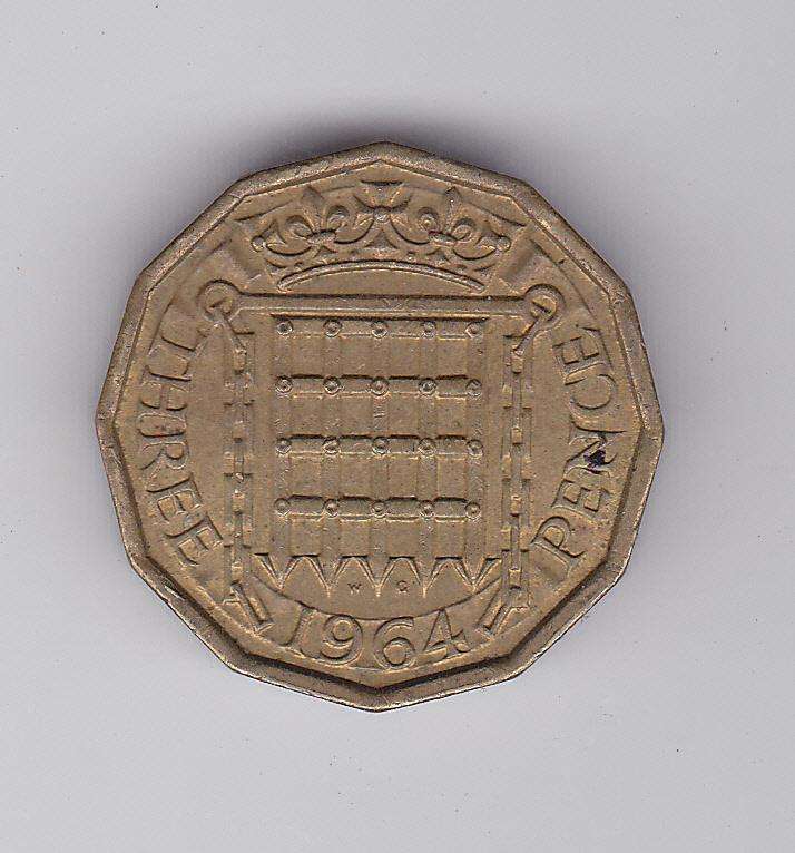 GREAT BRITAIN 3 PENCE 1964