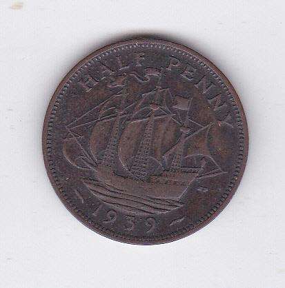 GREAT BRITAIN HALF PENNY 1939