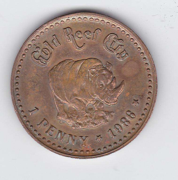 GOLD REEF CITY 1 PENNY 1986 TOKEN