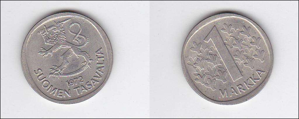 FINLAND 1 MARK 1972 HIGH GRADE