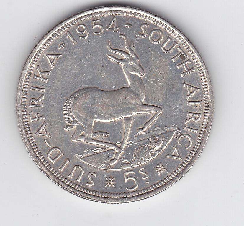 SOUTH AFRICA 5 SHILLINGS 1954