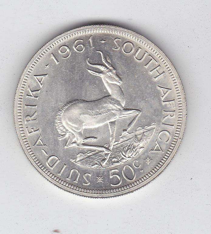 SOUTH AFRICA 50 CENTS 1961 - HIGH GRADE - MINTAGE 54 746