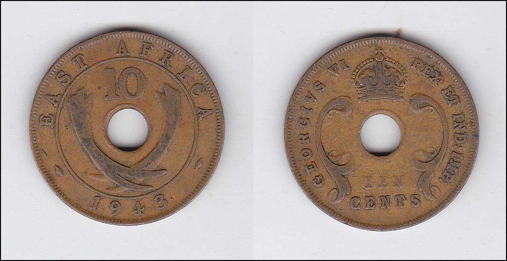 EAST AFRICA 10 CENTS 1943