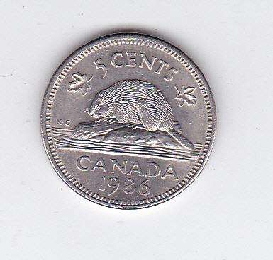 CANADA 5 CENTS 1986 HIGH GRADE