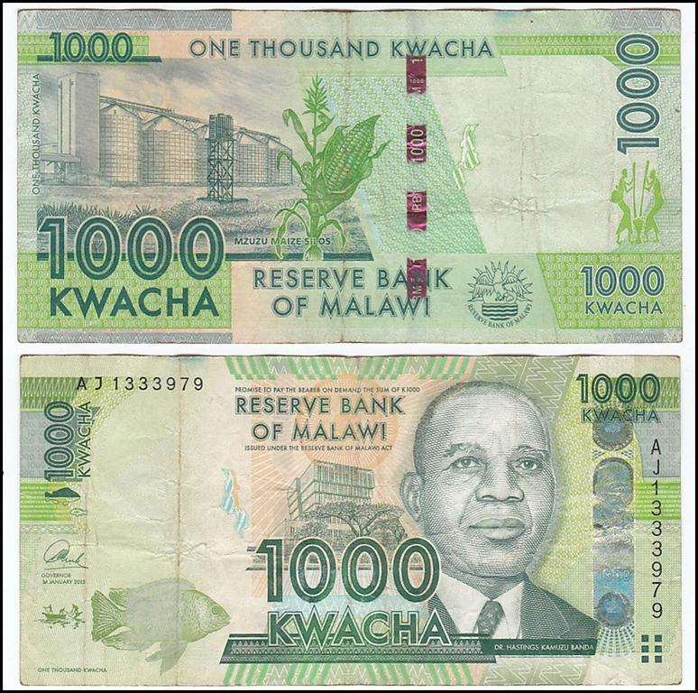 MALAWI 1000 KWACHA 2013 FV = R26.90