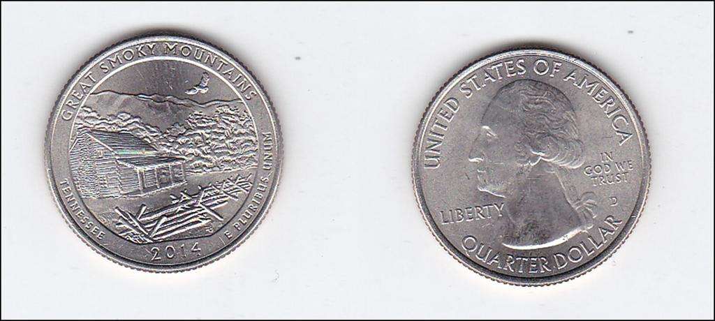 USA QUARTER GREAT SMOKY MOUNTAIN 2014 EF