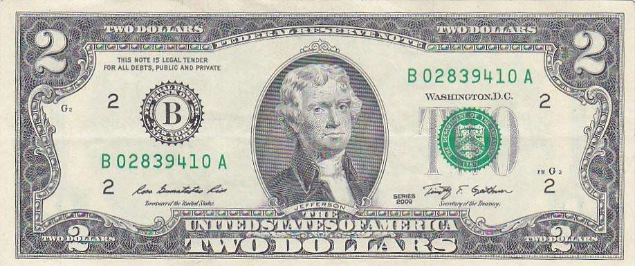 USA 2 DOLLARS SERIES 2009 B02839410A