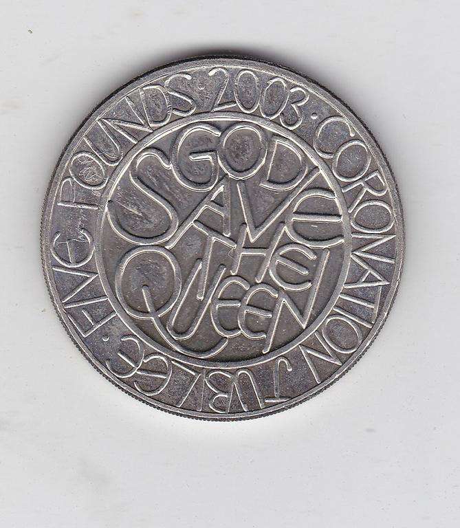 GREAT BRITAIN 5 POUNDS ELIZABETH II CORONATION JUBILEE 2003 HIGH GRADE