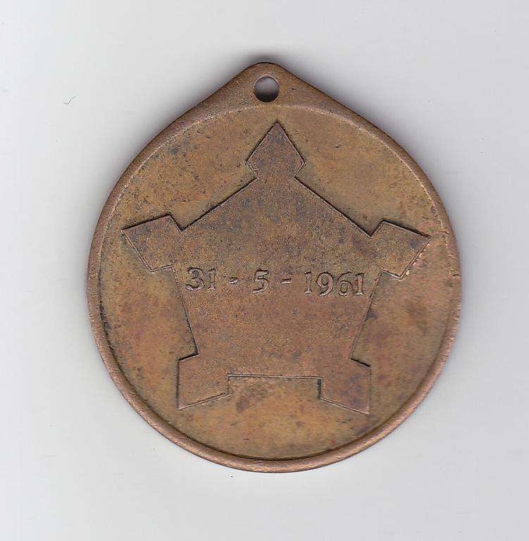 REPUBLIC OF SOUTH AFRICA 31-5-1961 MEDALLION