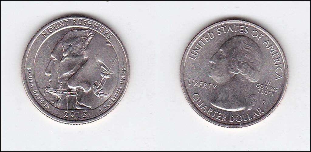 USA QUARTER MOUNT RUSHMORE  2013 EF