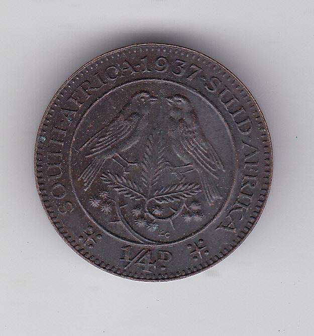 SOUTH AFRICA FARTHING 1937 HIGH GRADE EF = R150 UNC = R400