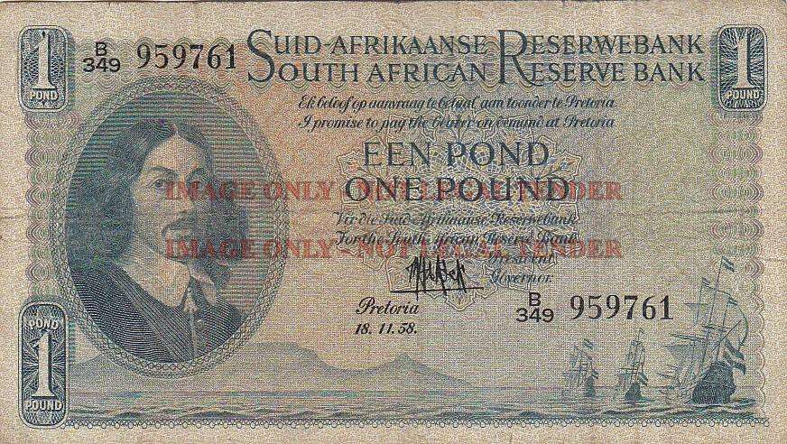 SOUTH AFRICA 1 POUND M.H. DE KOCK 18.11.58 B349 959761
