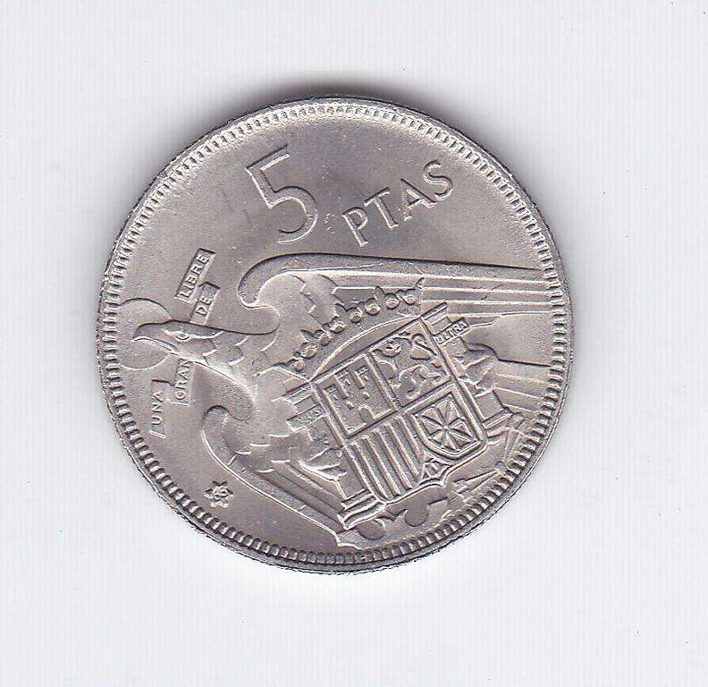 SPAIN 5 PESETAS 1957 HIGH GRADE