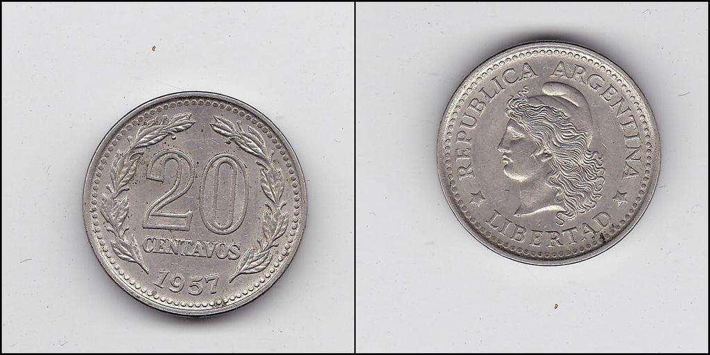 ARGENTINA 20 CENTAVOS 1957